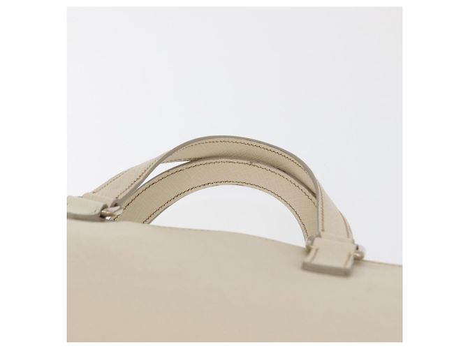 Saffiano Borsa Business PRADA in pelle Safiano Avorio Argento Auth bs34948A Crudo - vista 8
