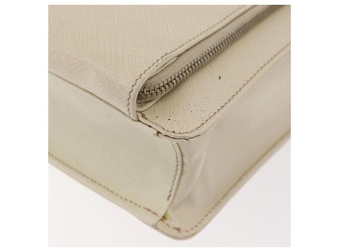 Saffiano Borsa Business PRADA in pelle Safiano Avorio Argento Auth bs34948A Crudo - vista 9