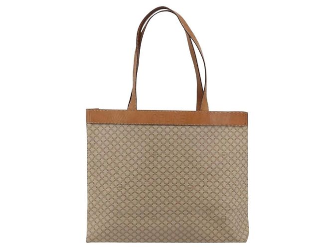 Céline Borsa Tote CELINE Macadam Canvas PVC Beige Oro Auth fm5318 D'oro - vista 13