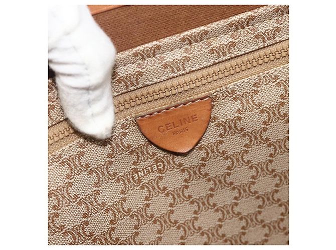 Céline Borsa Tote CELINE Macadam Canvas PVC Beige Oro Auth fm5318 D'oro - vista 17