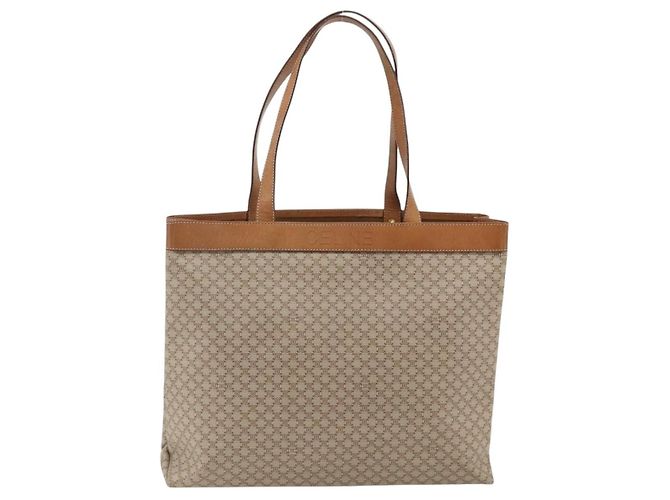 Céline Borsa Tote CELINE Macadam Canvas PVC Beige Oro Auth fm5318 D'oro - vista 2