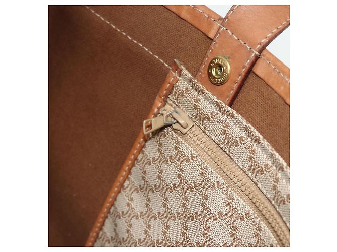 Céline Borsa Tote CELINE Macadam Canvas PVC Beige Oro Auth fm5318 D'oro - vista 20