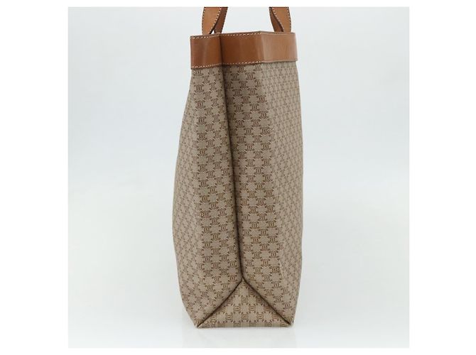 Céline Borsa Tote CELINE Macadam Canvas PVC Beige Oro Auth fm5318 D'oro - vista 3