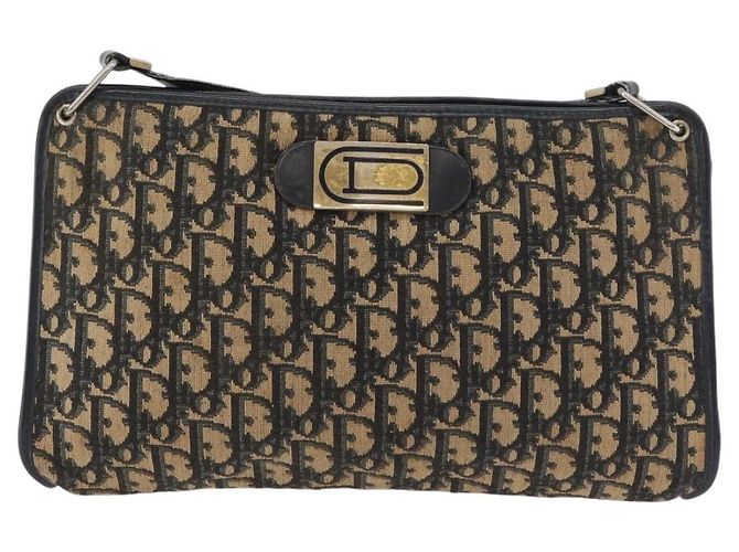Borsa a Spalla Christian Dior Trotter Canvas Blu Navy Oro Autentica 178491 D'oro - vista 13