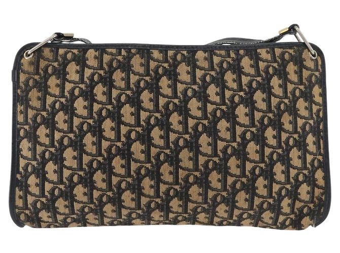 Borsa a Spalla Christian Dior Trotter Canvas Blu Navy Oro Autentica 178491 D'oro - vista 2