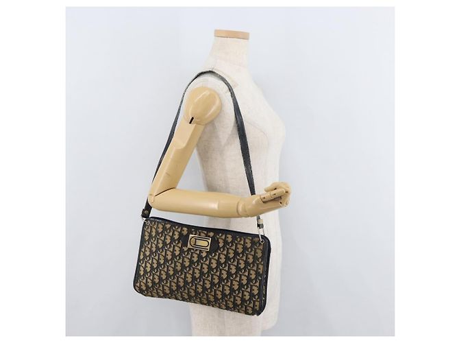 Borsa a Spalla Christian Dior Trotter Canvas Blu Navy Oro Autentica 178491 D'oro - vista 20