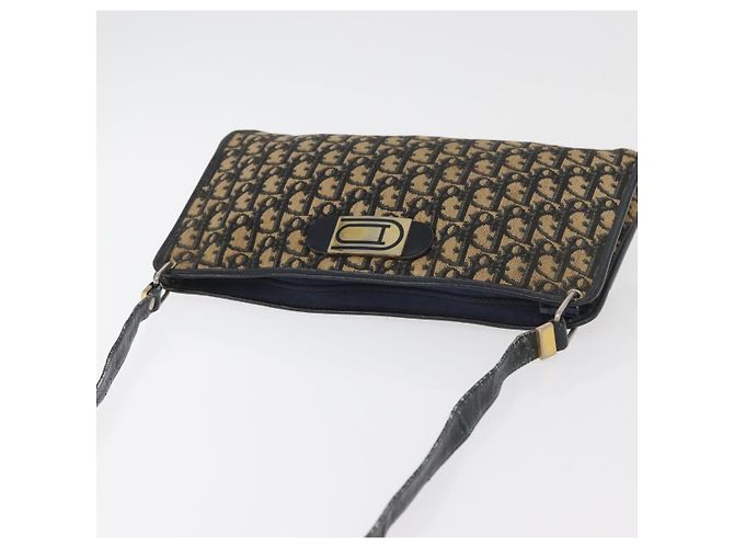 Borsa a Spalla Christian Dior Trotter Canvas Blu Navy Oro Autentica 178491 D'oro - vista 6