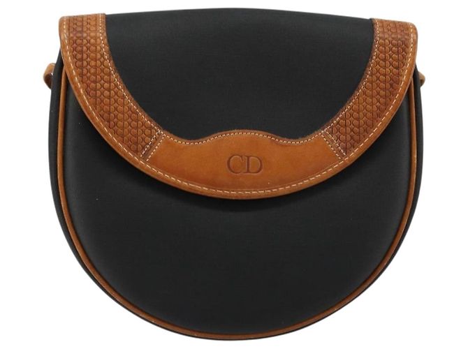 Borsa a tracolla Christian Dior in tela rivestita nero e oro Auth BA12423 D'oro - vista 13