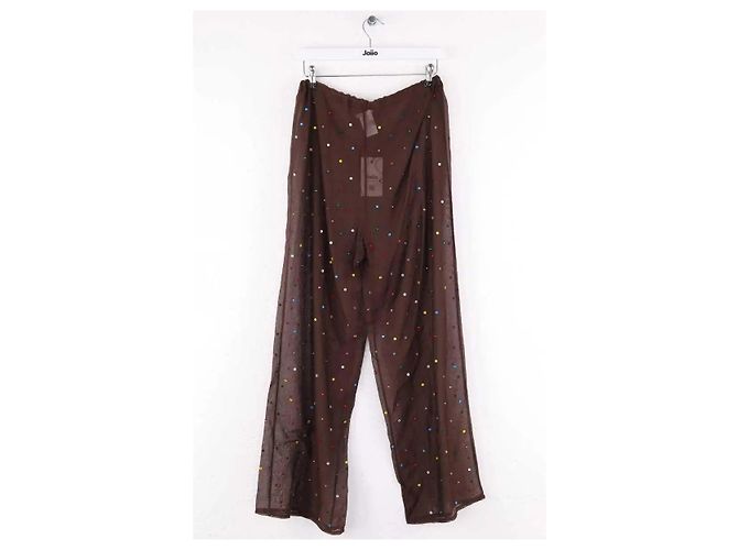 Autre Marque Pantalones anchos marrones Castaño - vista 3