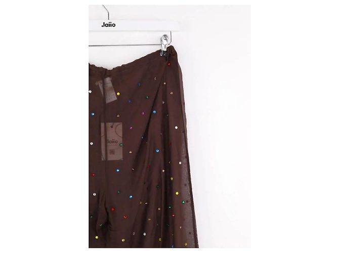 Autre Marque Pantalones anchos marrones Castaño - vista 4