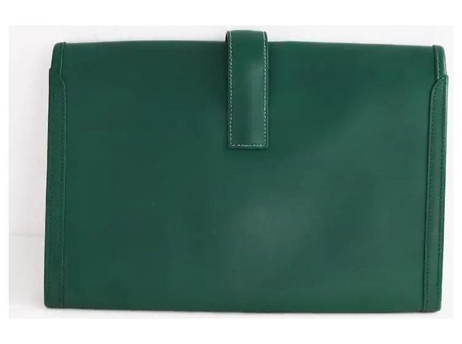 Clutch Hermès Jige in pelle verde - vista 3
