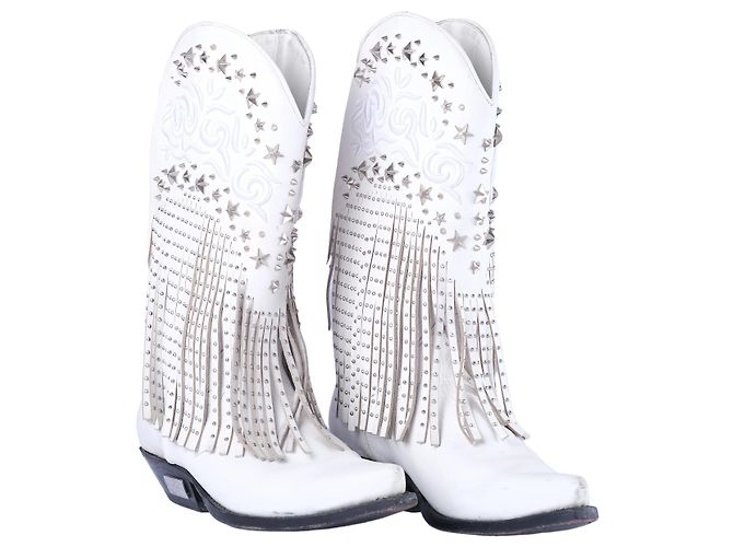 Botas cowboy de cuero blanco con flecos Philipp Plein - vista 2