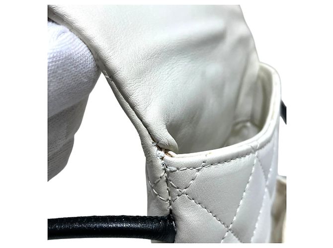Borsa a tracolla Chanel Cambon Line in agnello Bianco - vista 8