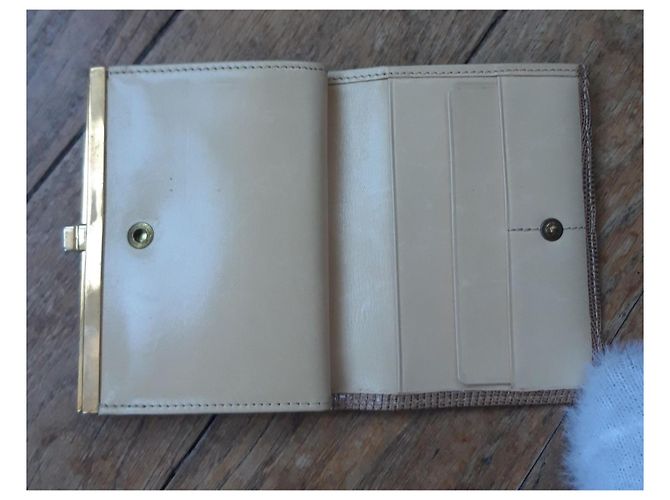 Autre Marque Vintage Beige Lizard Leather Monogram Wallet - view 3