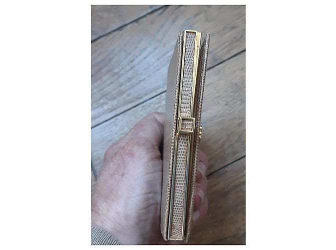Autre Marque Vintage Beige Lizard Leather Monogram Wallet - view 5
