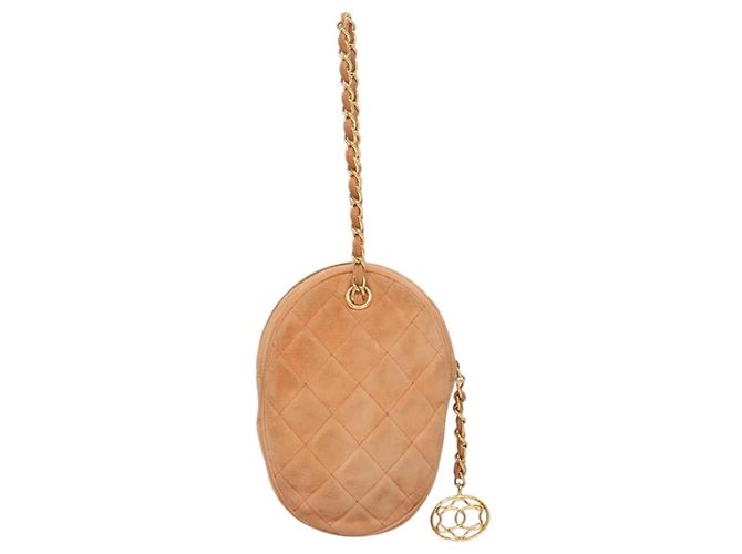Chanel Vintage Clutch aus Wildleder Orange - Ansicht 2