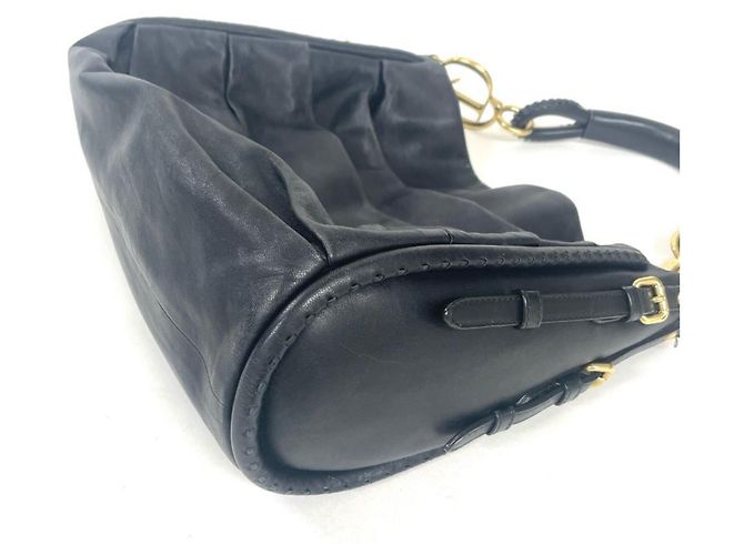 Borsa a tracolla in pelle nera Christian Dior Nero - vista 3