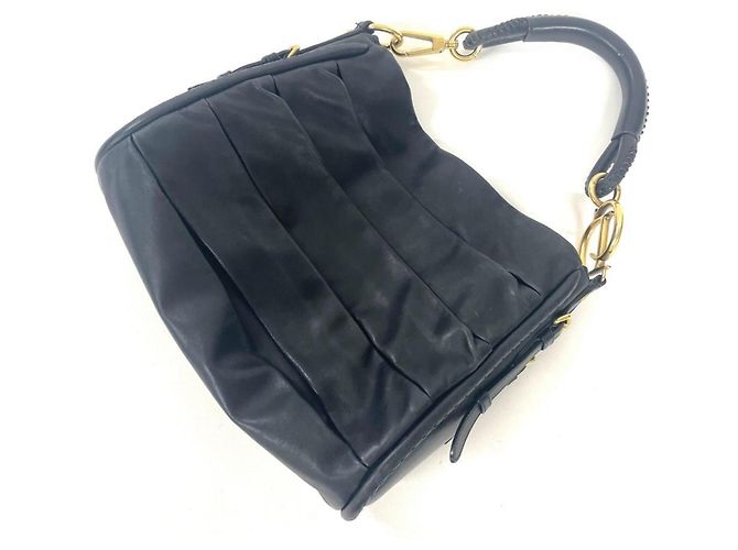 Borsa a tracolla in pelle nera Christian Dior Nero - vista 6