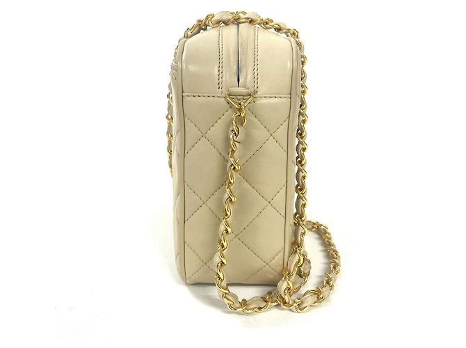 Borsa a Spalla Chanel Matelassé Chain Beige - vista 2