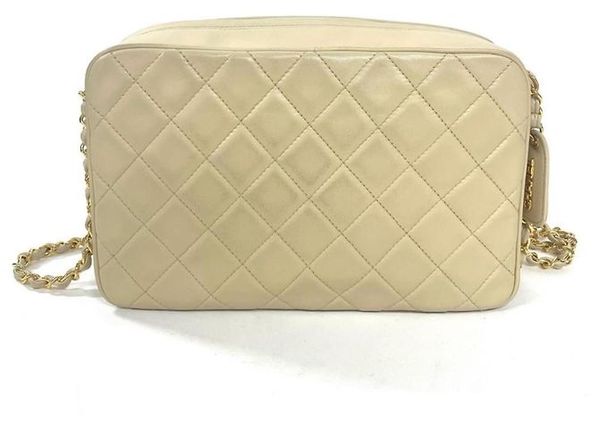 Borsa a Spalla Chanel Matelassé Chain Beige - vista 3