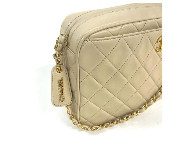 Borsa a Spalla Chanel Matelassé Chain Beige - vista 5
