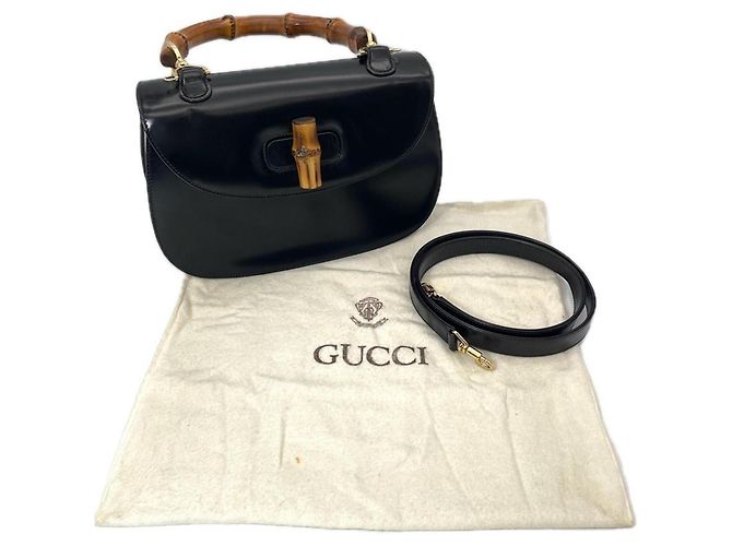 Borsa Gucci Bamboo in pelle nera Nero - vista 10