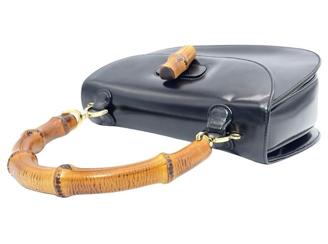 Borsa Gucci Bamboo in pelle nera Nero - vista 3