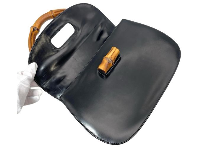 Borsa Gucci Bamboo in pelle nera Nero - vista 5