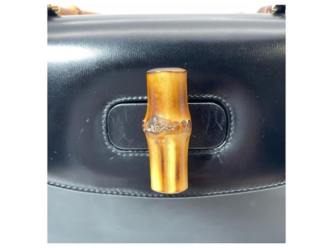 Borsa Gucci Bamboo in pelle nera Nero - vista 7