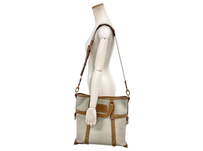 Borsa Tote Louis Vuitton Toal Trianon Poiple GM Beige - vista 13
