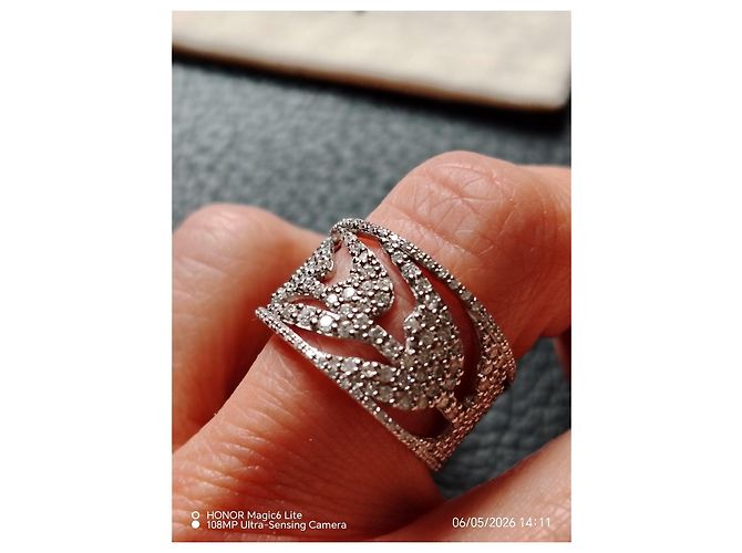 Anello Ginette NY Foglia di Palma in oro rosa e diamanti Argento - vista 3
