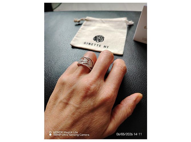 Anello Ginette NY Foglia di Palma in oro rosa e diamanti Argento - vista 7