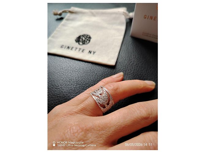 Anello Ginette NY Foglia di Palma in oro rosa e diamanti Argento - vista 8