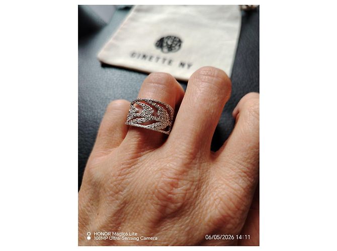 Anello Ginette NY Foglia di Palma in oro rosa e diamanti Argento - vista 9
