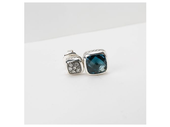 David Yurman Chiclet Ohrringe aus Sterlingsilber mit Topas und Diamant - Ansicht 4