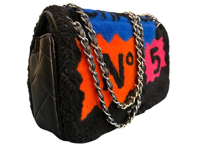 Borsa flap Chanel No. 5 Pop Art 2014 in patchwork di pelle di pecora e agnello - vista 2