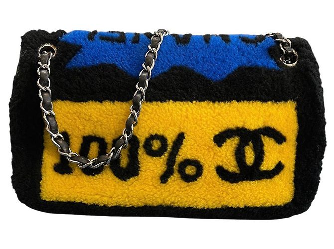 Borsa flap Chanel No. 5 Pop Art 2014 in patchwork di pelle di pecora e agnello - vista 4