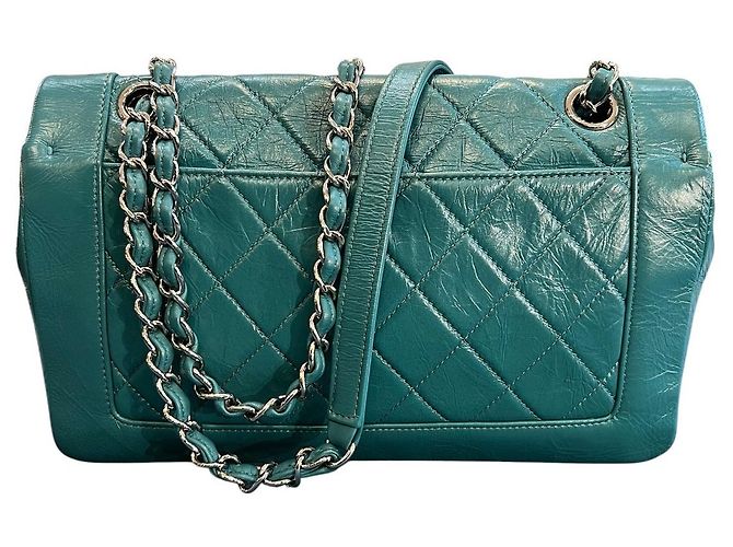 Borsa Vintage Chanel Crumpled Calfskin Bi-Quilted Full Flap 2018 - vista 4