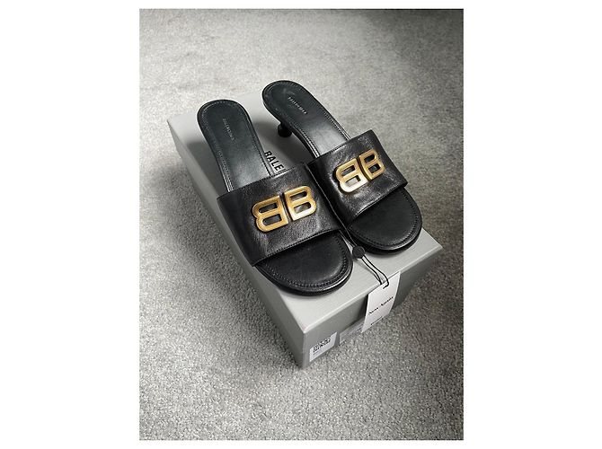 Balenciaga BB Sandali in Pelle Nera Nero - vista 2