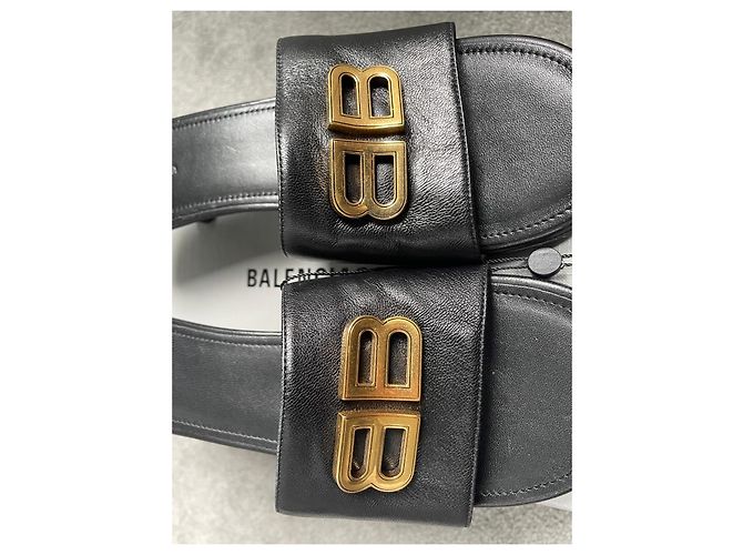 Balenciaga BB Sandali in Pelle Nera Nero - vista 8