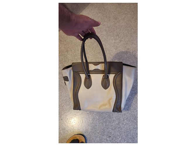 Céline Celine Luggage Nano Handtasche aus bicolor Leder Braun Beige - Ansicht 2