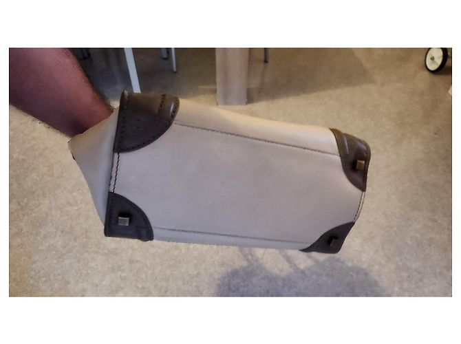 Céline Celine Luggage Nano Handtasche aus bicolor Leder Braun Beige - Ansicht 3