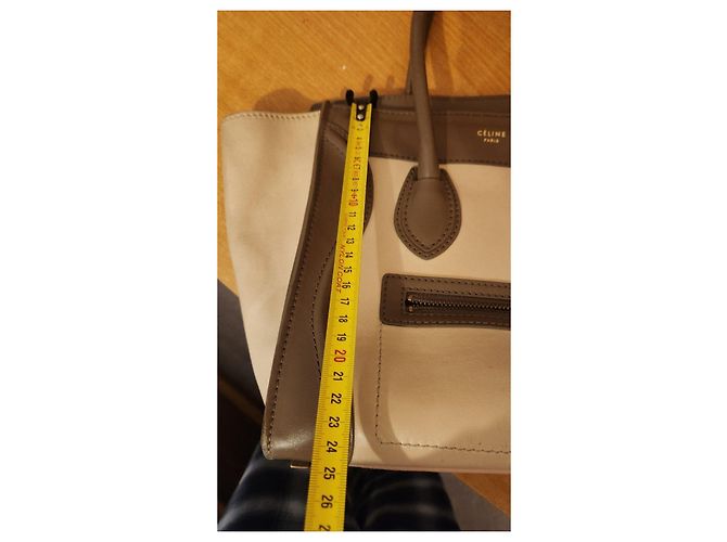 Céline Celine Luggage Nano Handtasche aus bicolor Leder Braun Beige - Ansicht 6