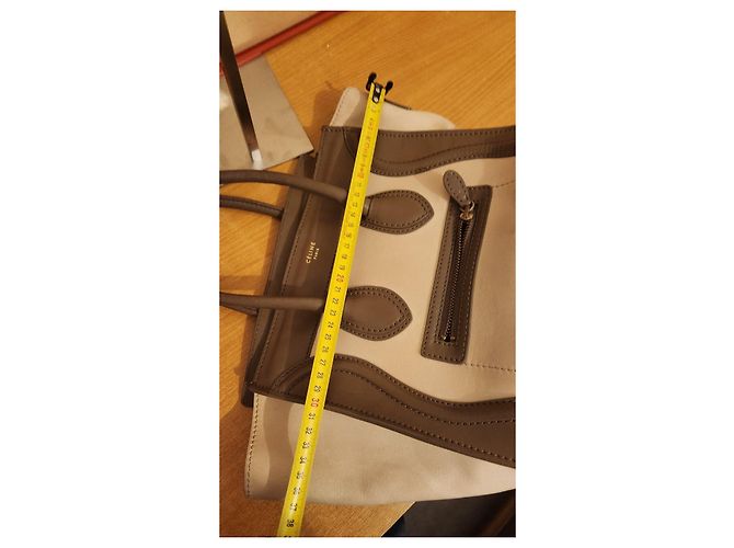 Céline Celine Luggage Nano Handtasche aus bicolor Leder Braun Beige - Ansicht 7