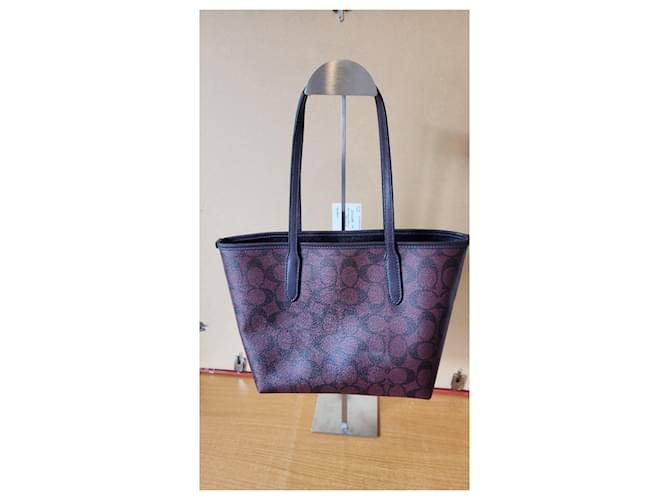 Coach Borsa Tote Signature Monogram - Bordeaux Bordò Marrone scuro - vista 2