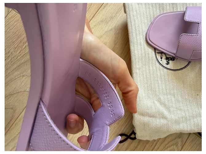 Sandali Hermès Oran in pelle Epsom - Ametista Lavanda - vista 6