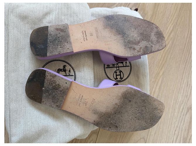 Sandali Hermès Oran in pelle Epsom - Ametista Lavanda - vista 7
