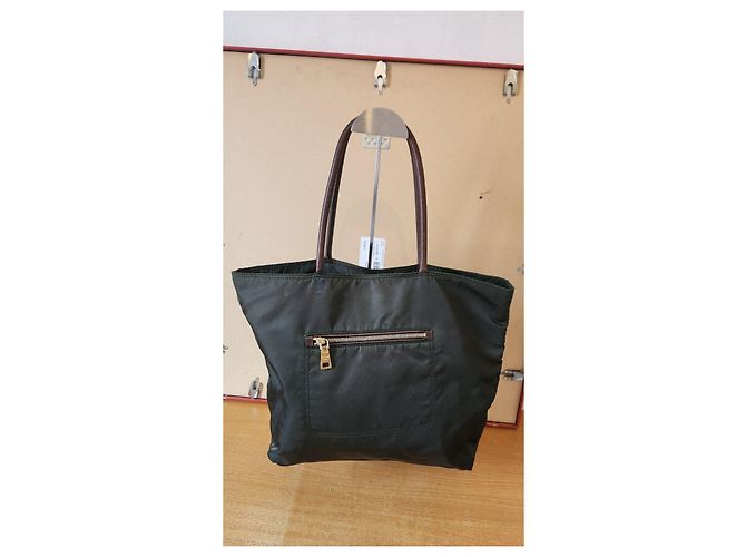 Prada Borsa Tote in Nylon Verde Scuro - vista 2