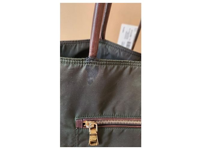 Prada Borsa Tote in Nylon Verde Scuro - vista 6