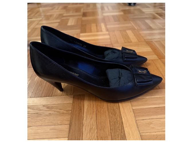 Saint Laurent YSL Ballerine a punta Nero - vista 4